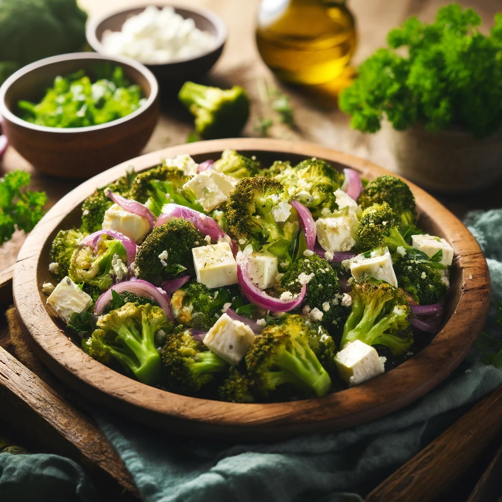 Broccolibites met Feta en Rode Ui