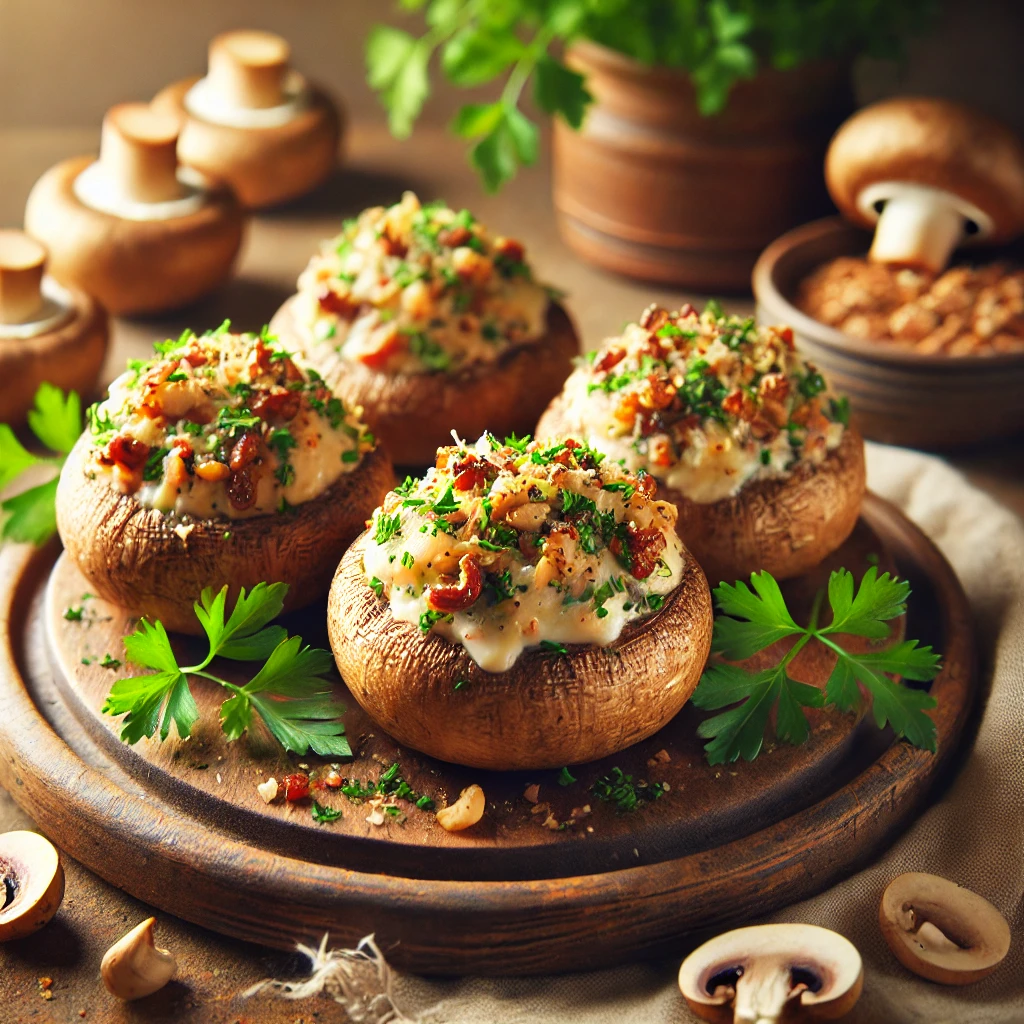Gevulde Champignons met Noten en Kaas