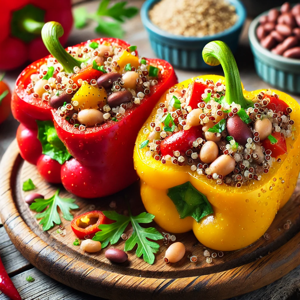 Gevulde Paprika’s met Quinoa en Bonen
