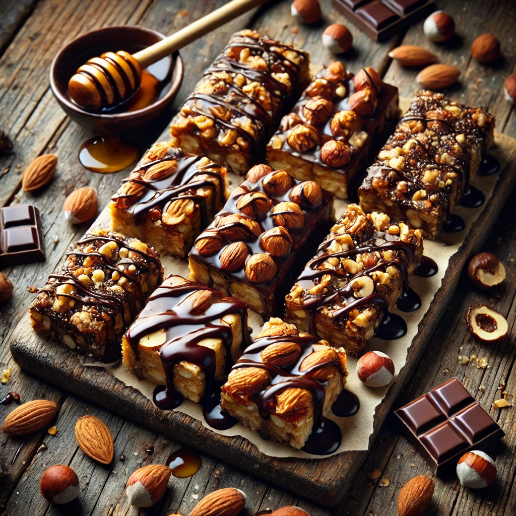 Notenrepen met pure chocolade