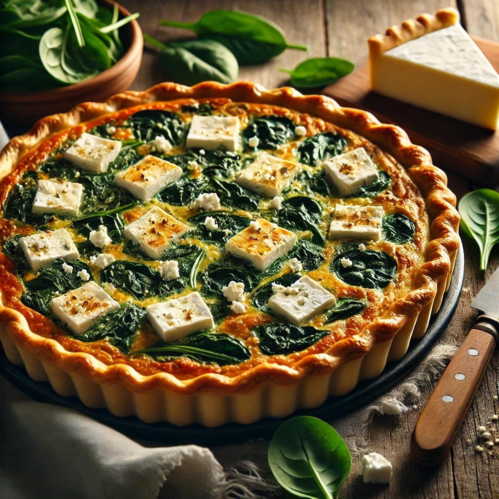 Spinazie- en Fetaquiche met Bladerdeeg