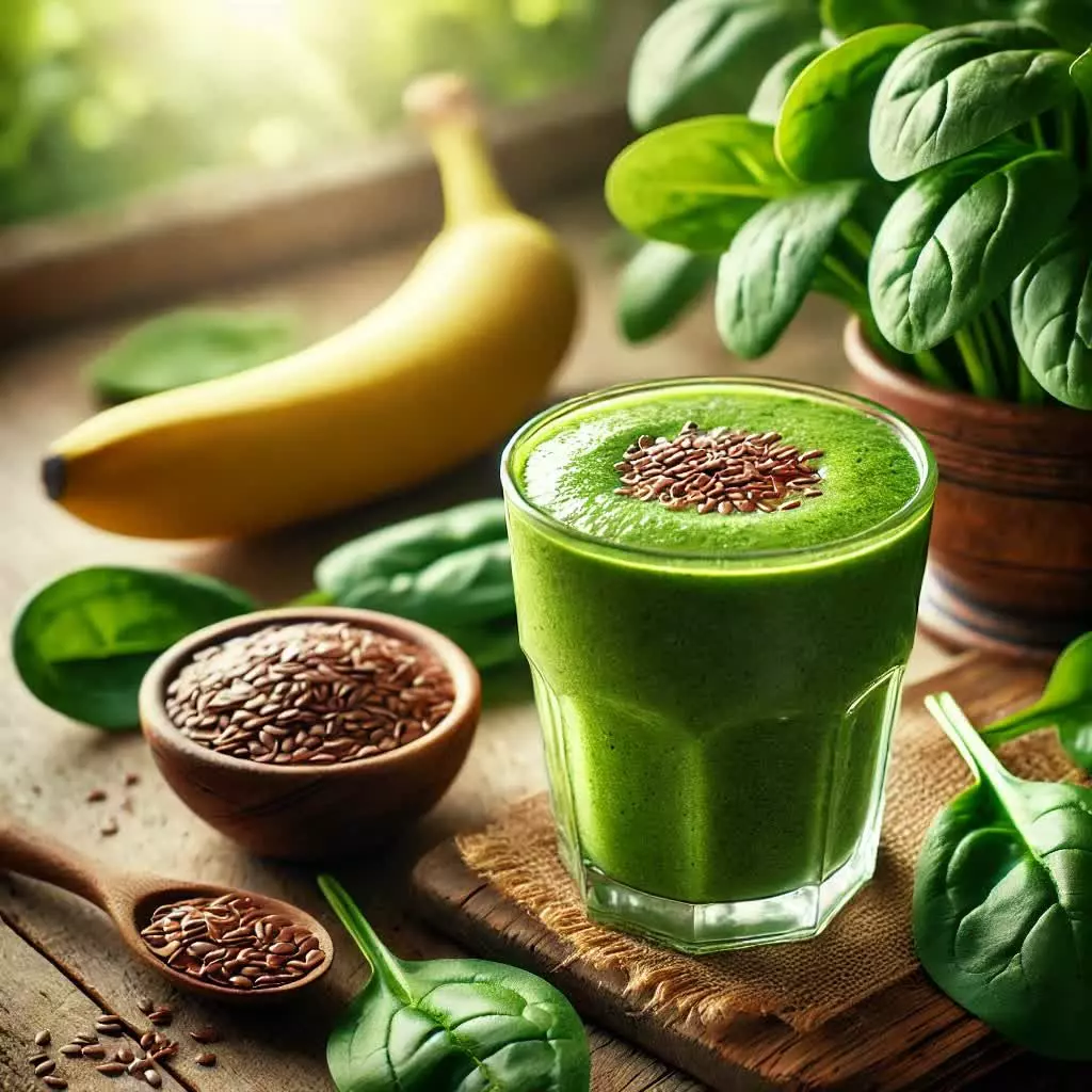Groene smoothie met spinazie en lijnzaad