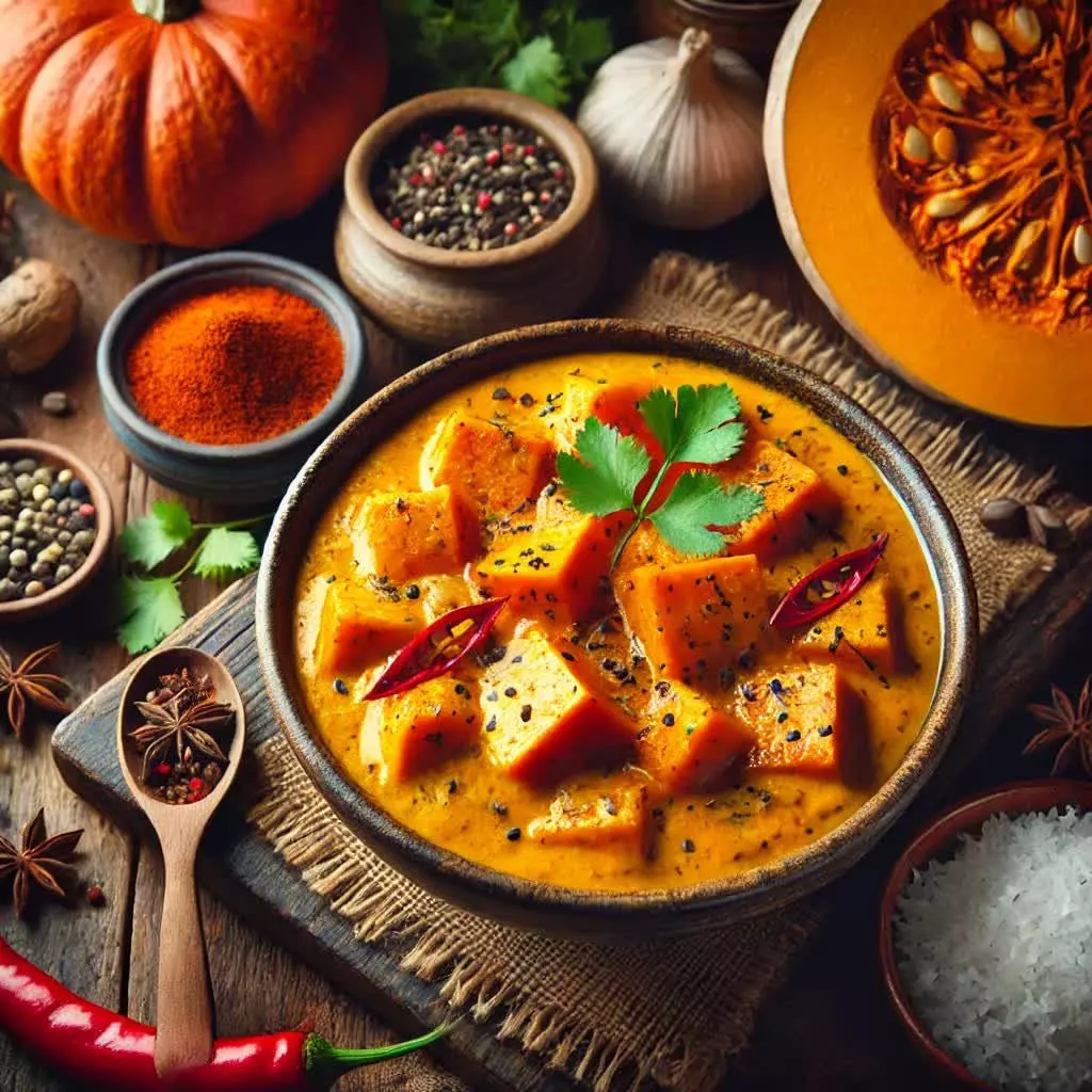 Pittige pompoencurry met kokosmelk