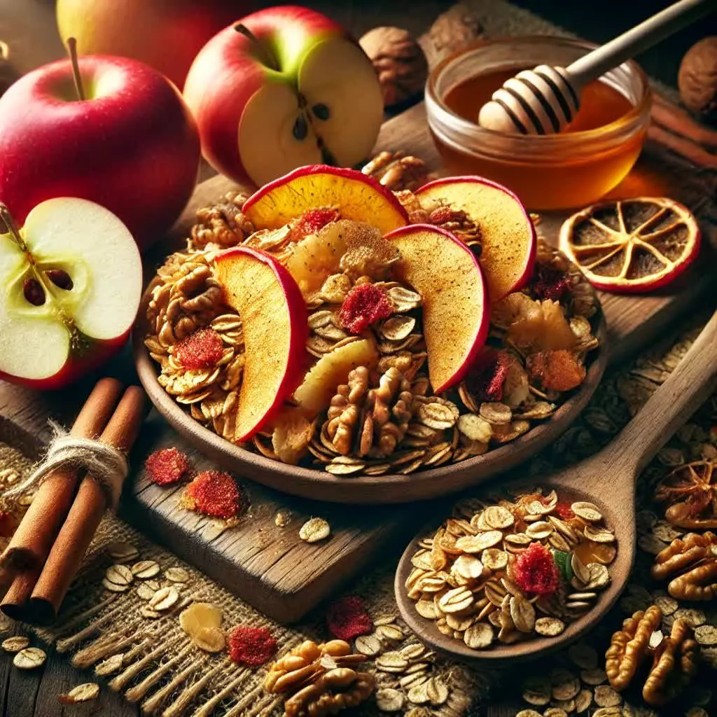 Appel-walnoot granola met havervlokken