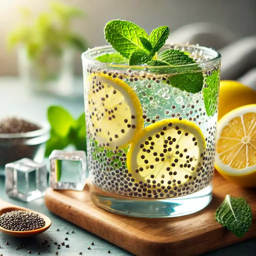 Chiawater met citroen en munt