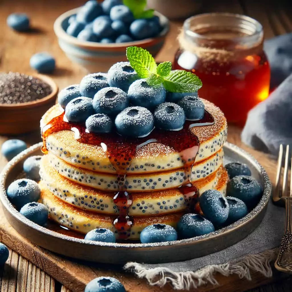 Chiazaad Pancakes met Bosbessen