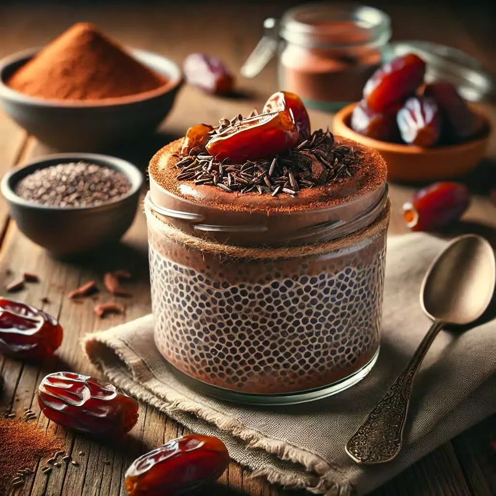 Chiazaadpudding met cacao en dadels