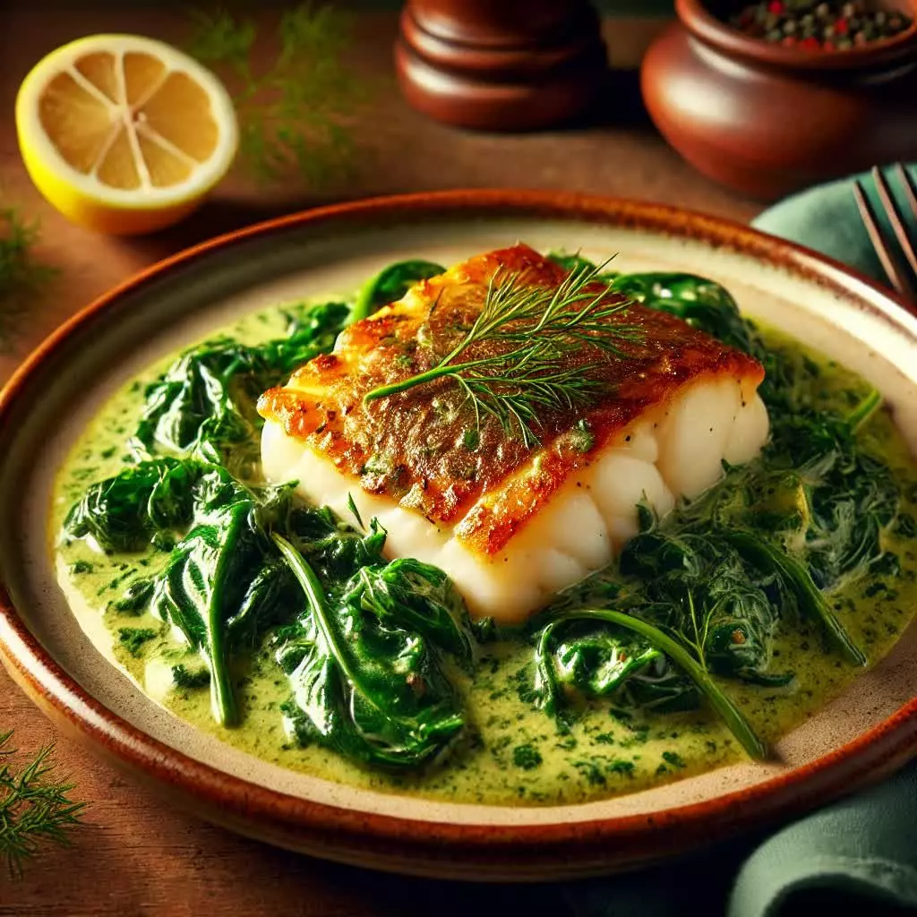 Crockpot Recept - Gestoofde kabeljauw met spinazie