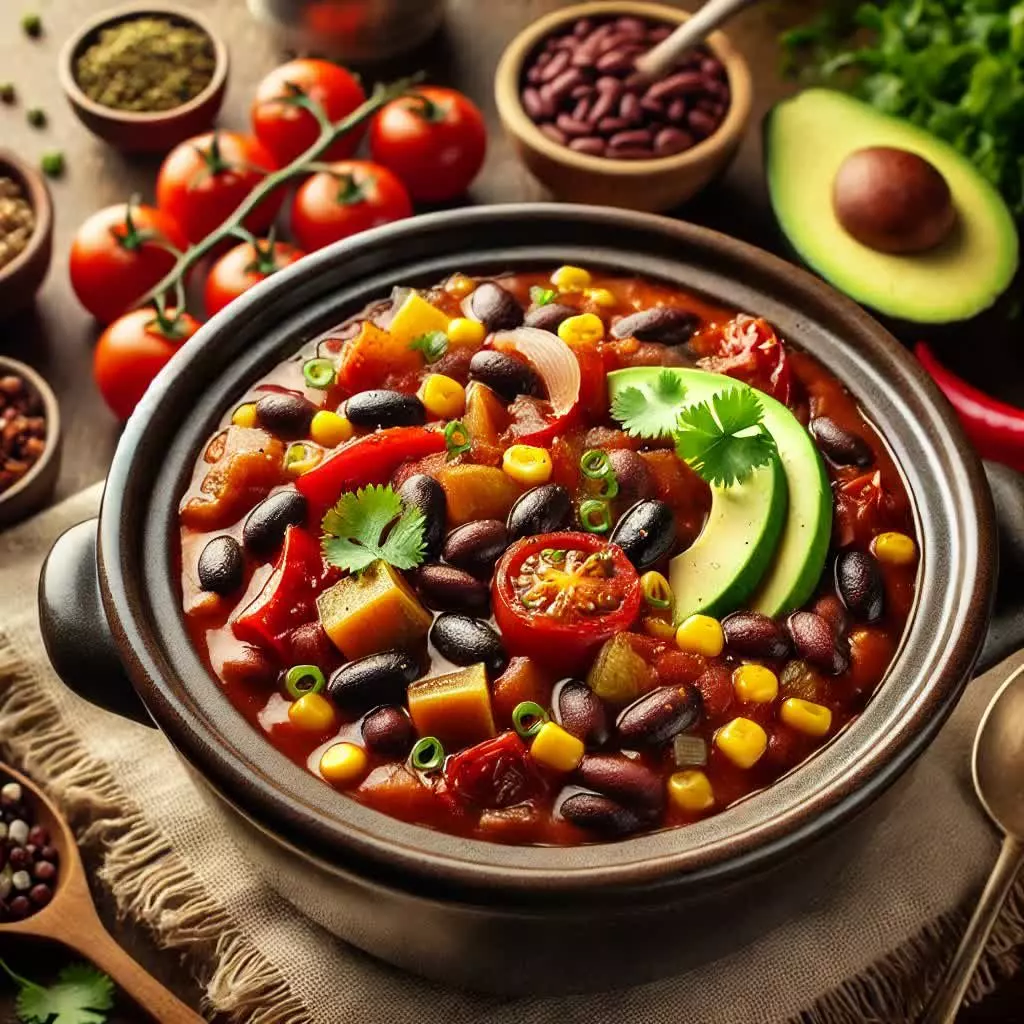 Crockpot Recept - Vegetarische chili met zwarte bonen