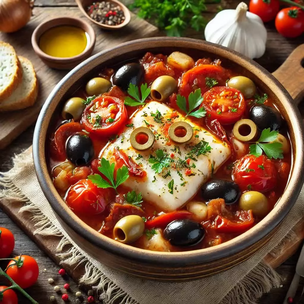 Crockpot Recept - Visstoofpot met tomaten en olijven