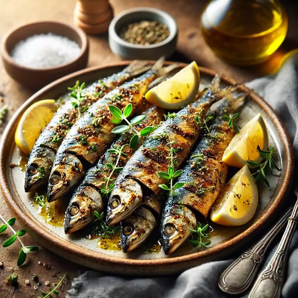 Gegrilde sardientjes met citroen en oregano