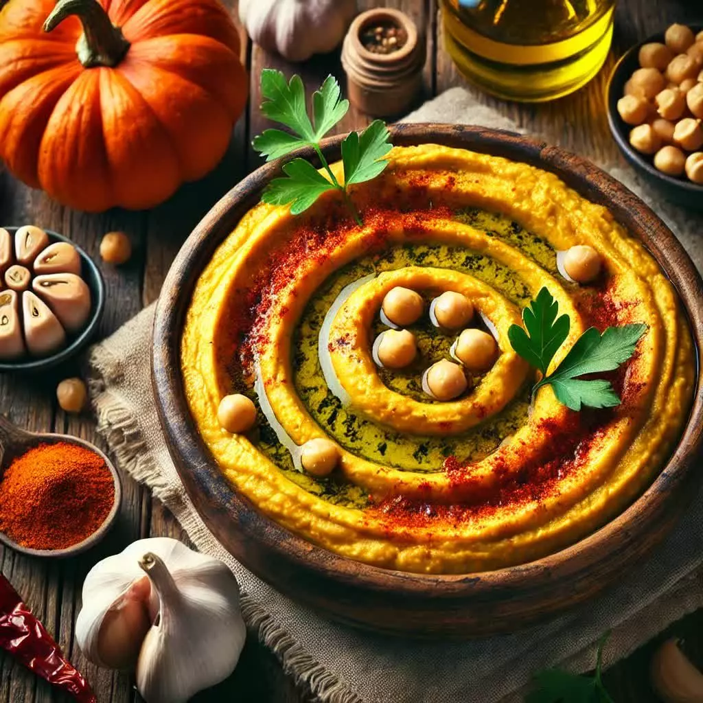 Pompoen hummus met knoflook