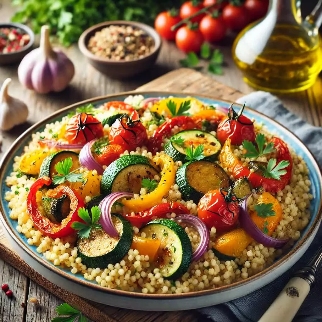 Volkoren couscous met geroosterde groenten