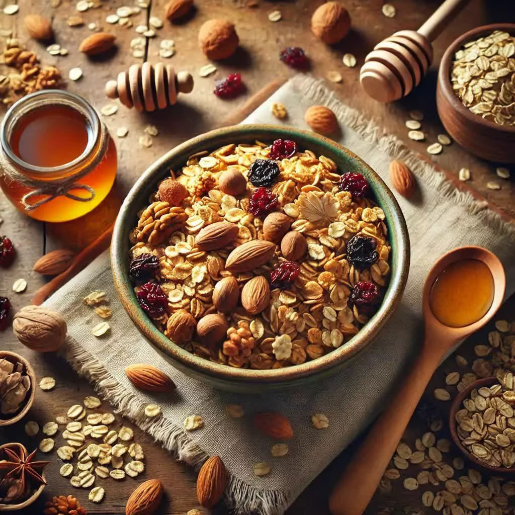 Zelfgemaakte granola met volkoren havermout